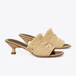 NEW Tory Burch Eleanor Raffia Kitten Heel Sandal SZ 9